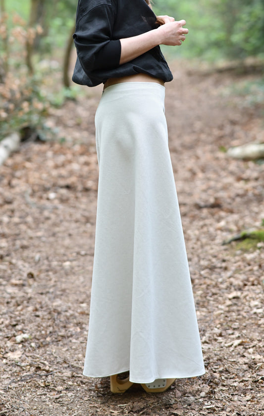 Hennep-katoenen rok – crème, lang