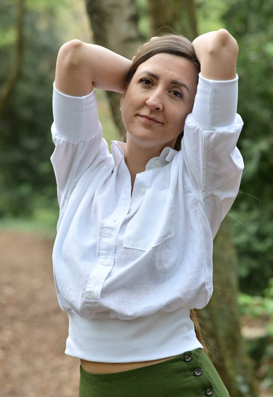 White Linen Blouse for Women