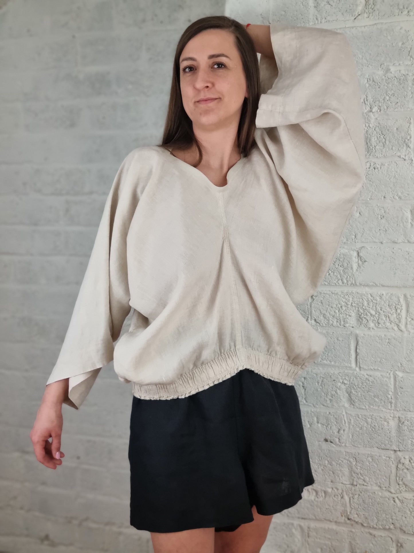 Linnen sweatshirt – natuurlijke kleur