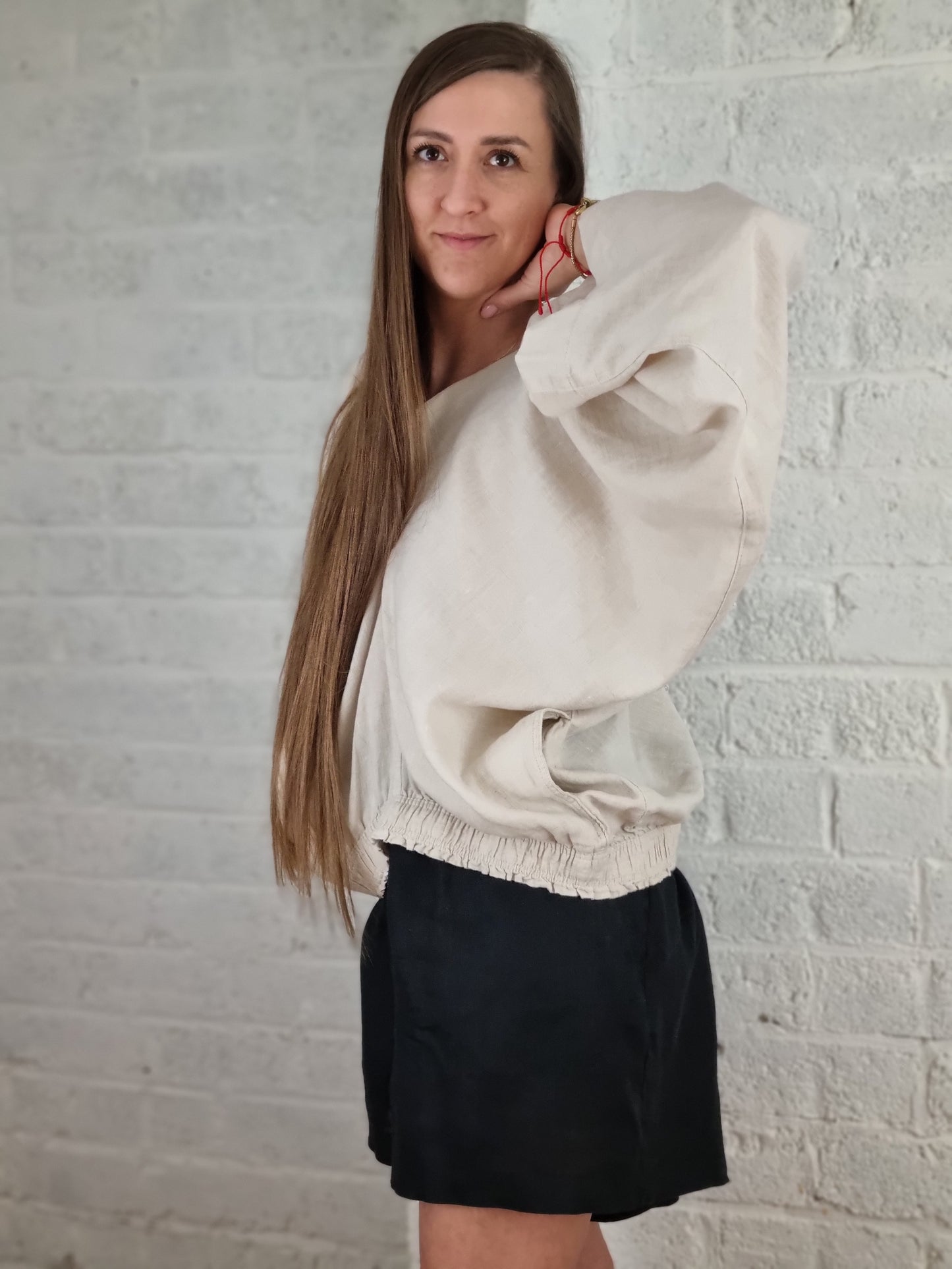 Linnen sweatshirt – natuurlijke kleur