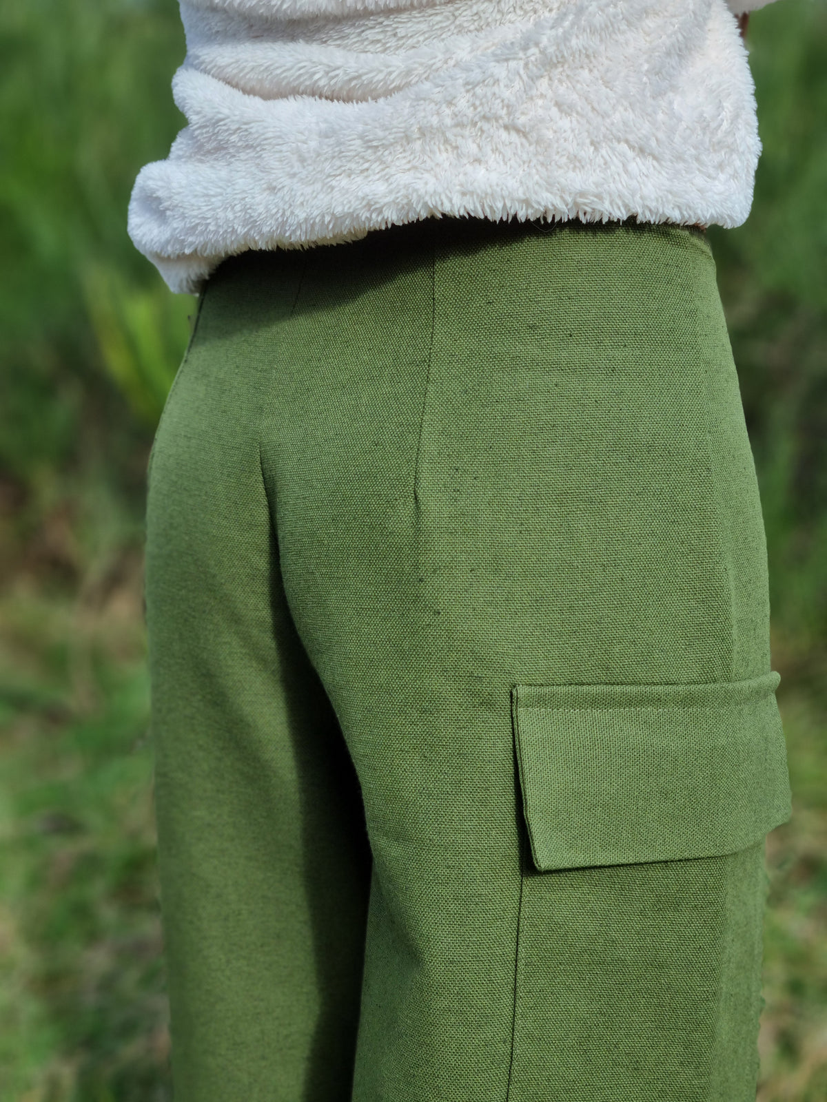 Forest Green Cotton and Hemp Trousers for Women