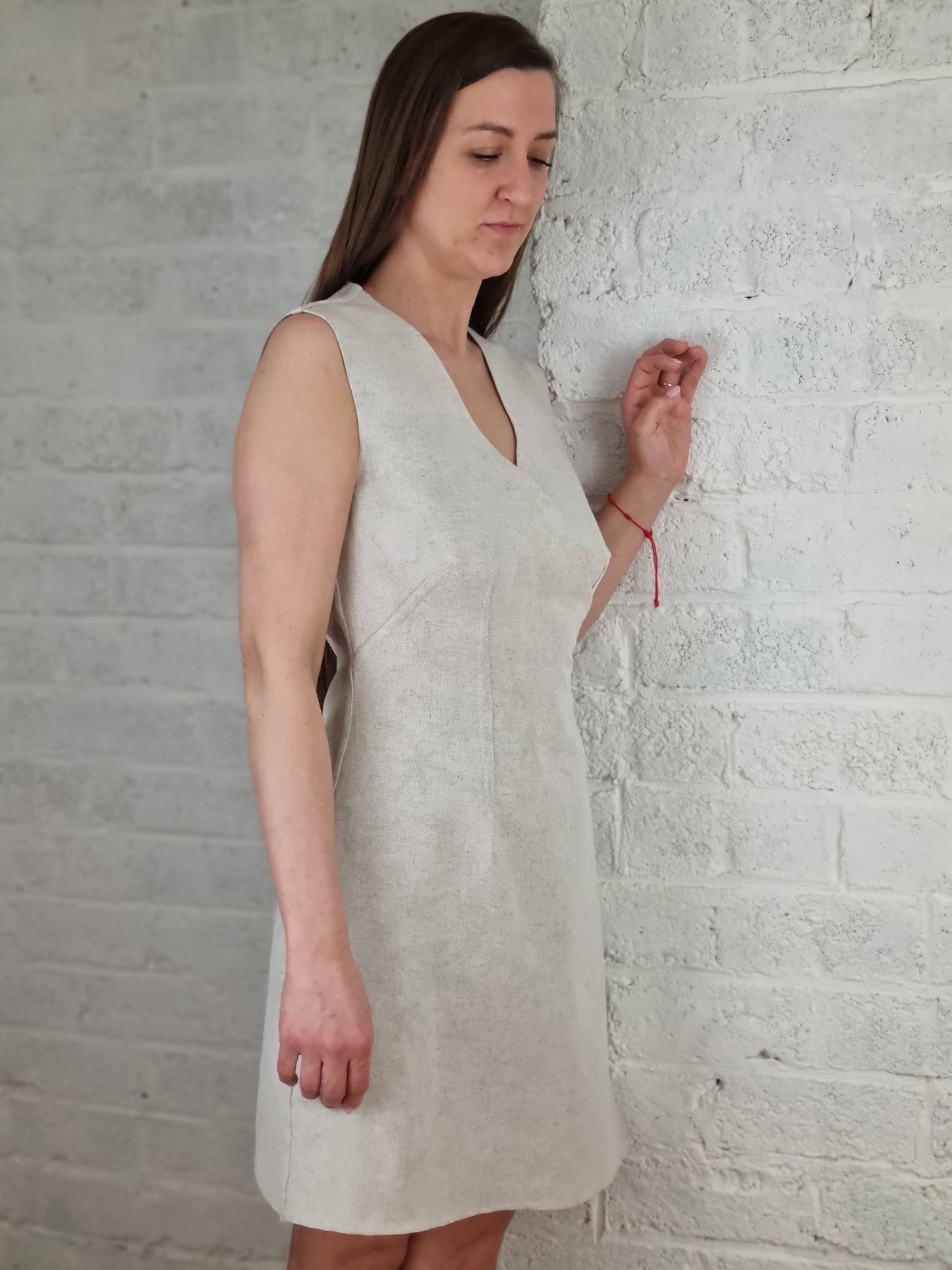Hemp-cotton dress – knee-length, reversible