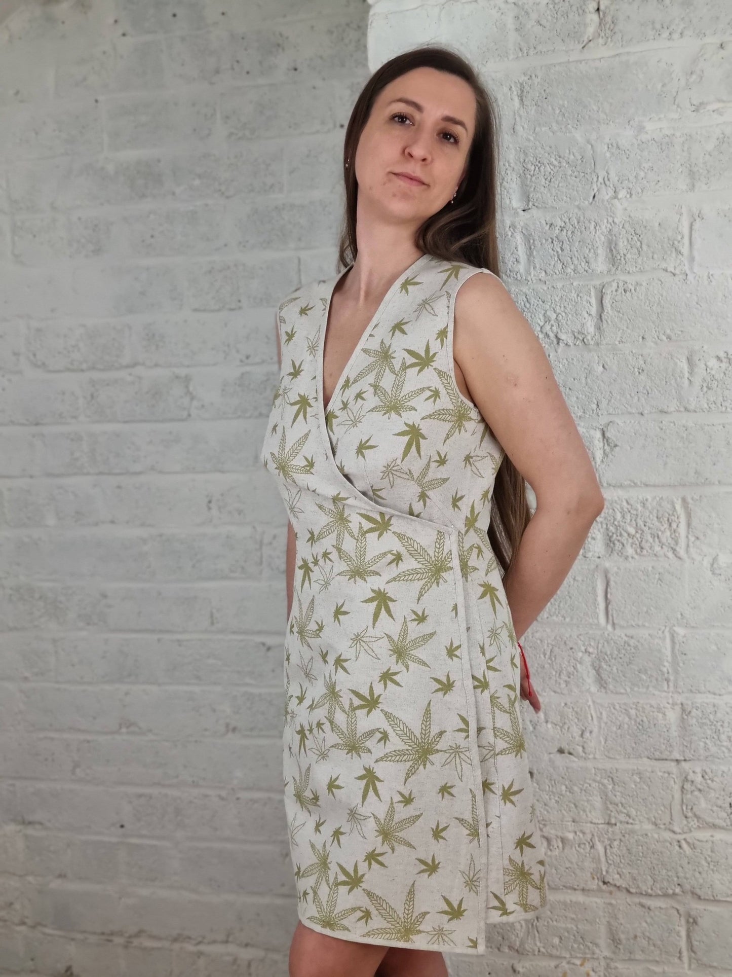 Hemp-cotton dress – knee-length, reversible