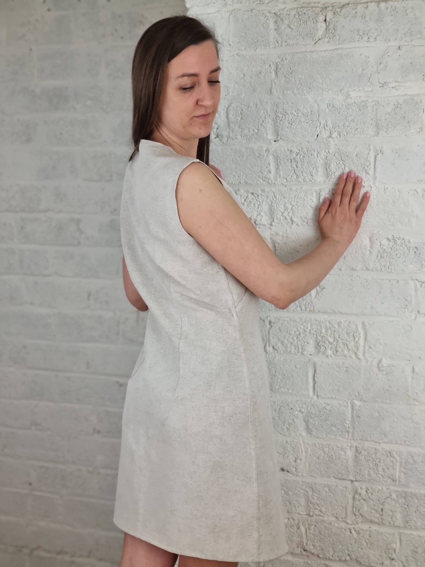 Hemp-cotton dress – knee-length, reversible