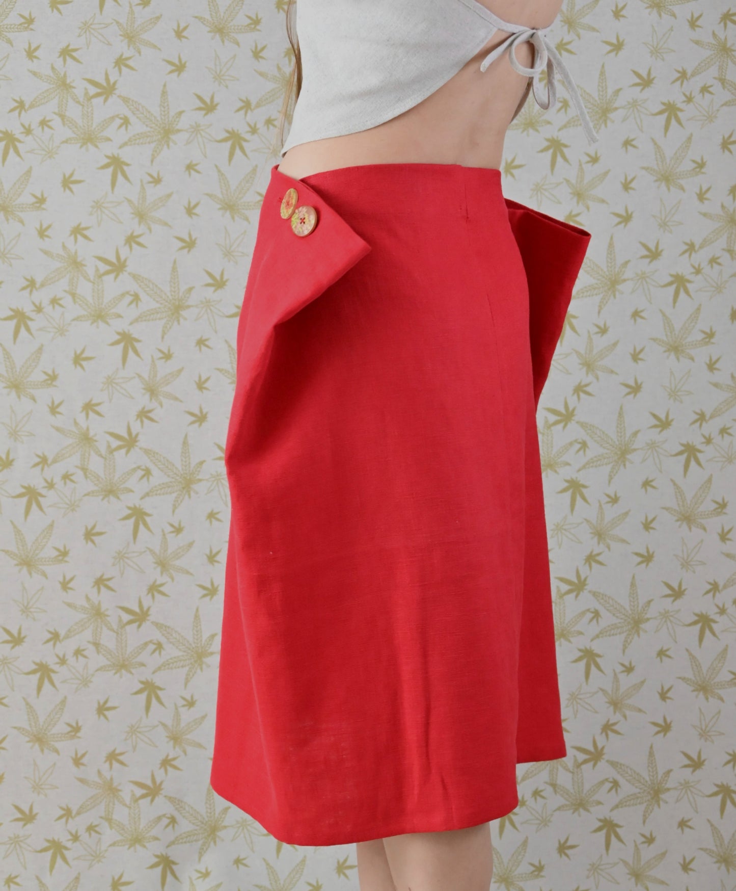 Linen skirt – red, midi