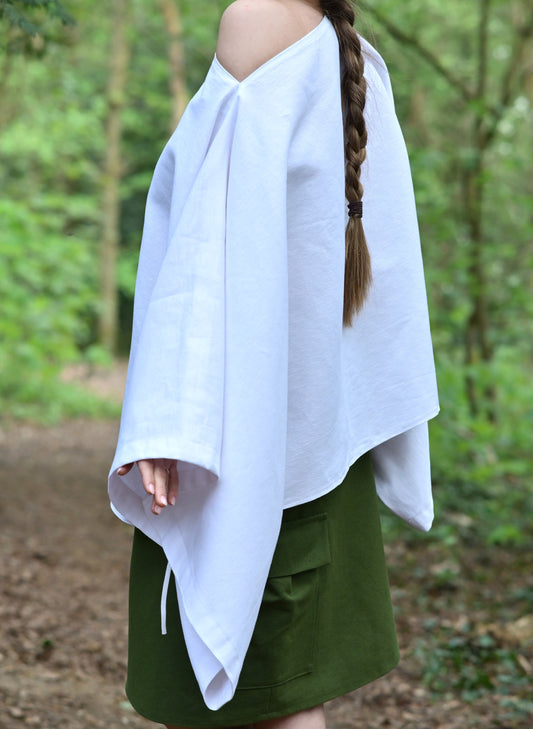 White Hemp & Cotton Kimono for Women