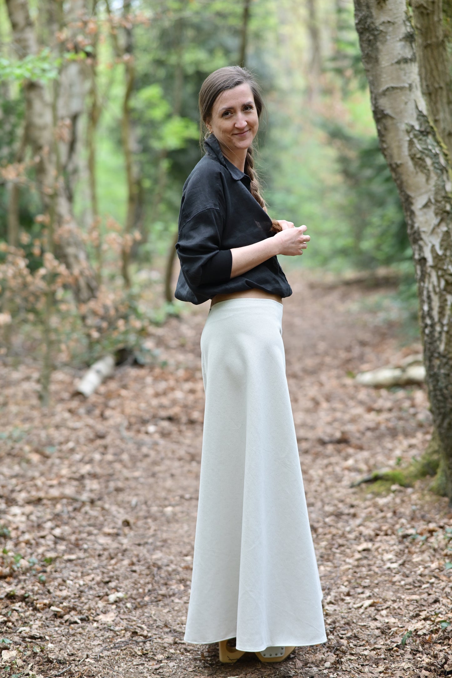 Hemp cotton skirt - cream, long