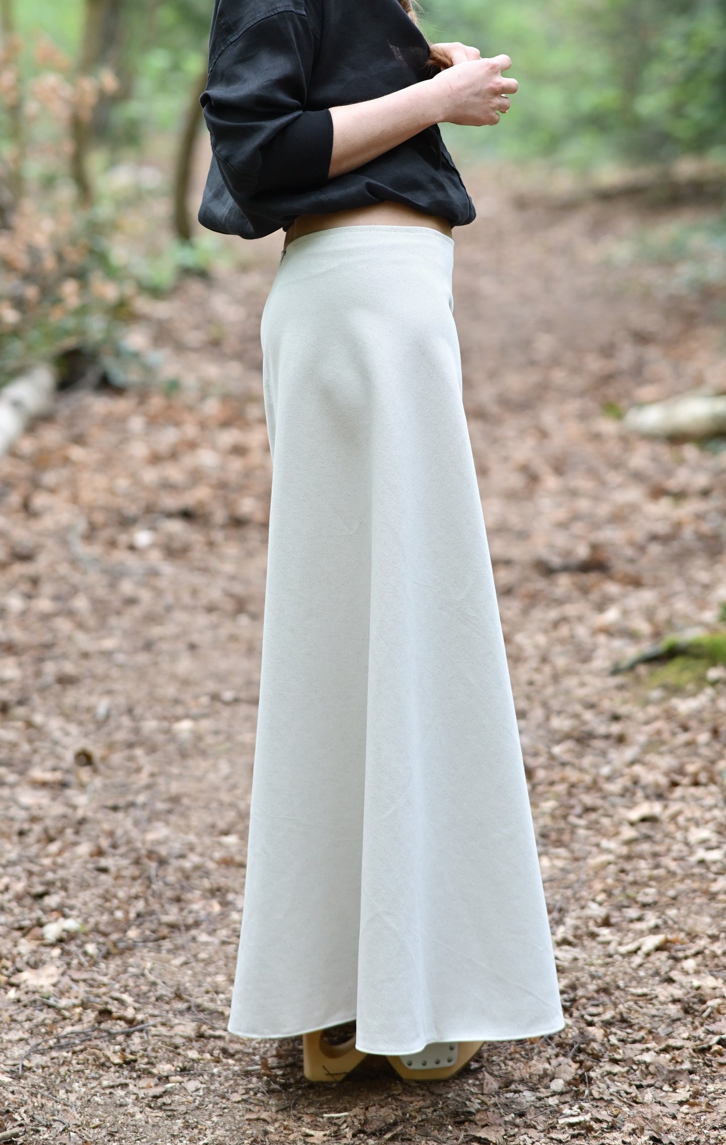Hemp cotton skirt - cream, long
