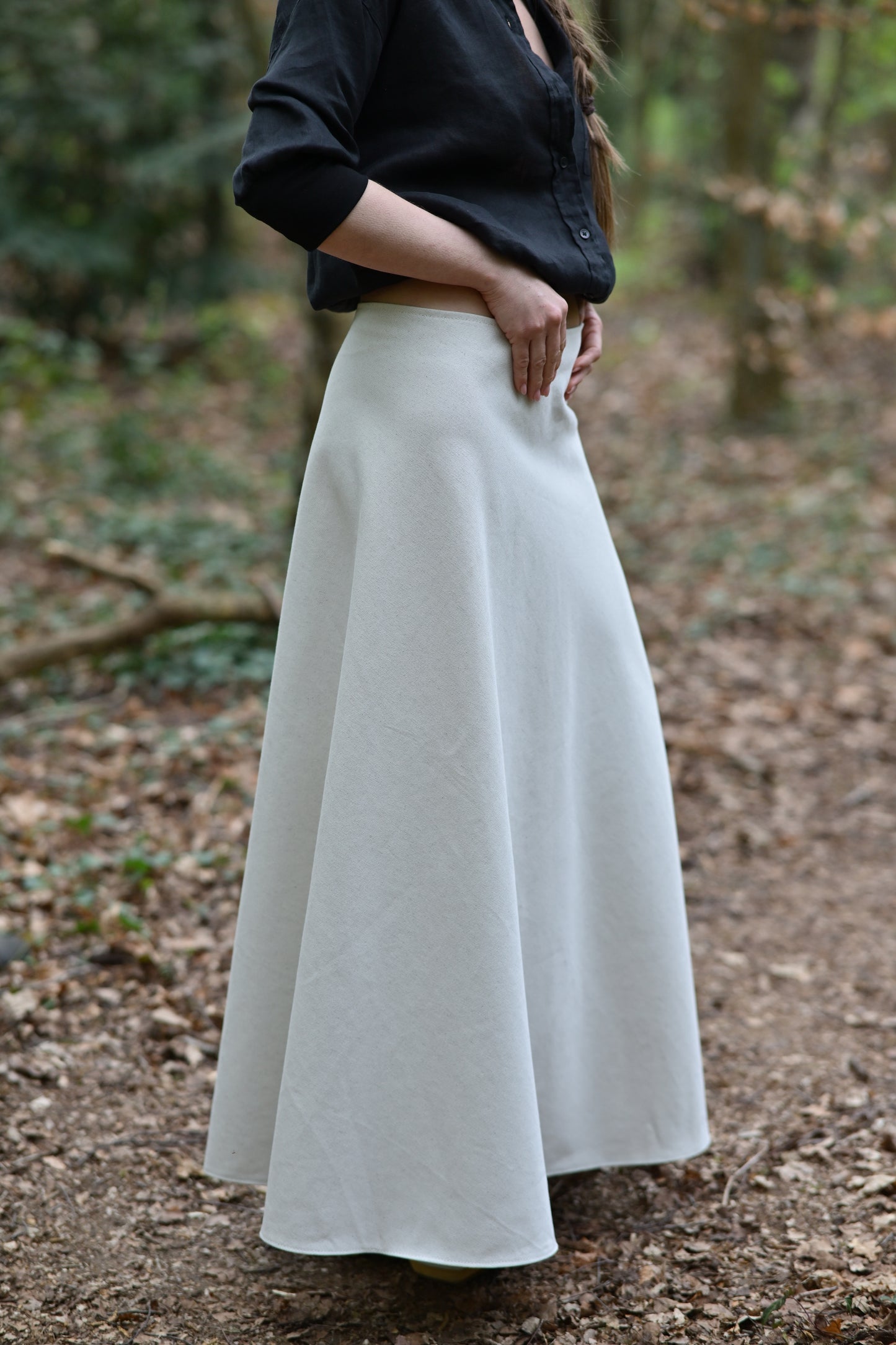 Hemp cotton skirt - cream, long