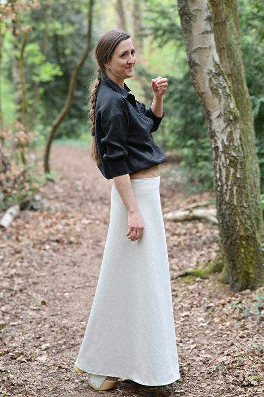 Hennep-katoenen rok – crème, lang