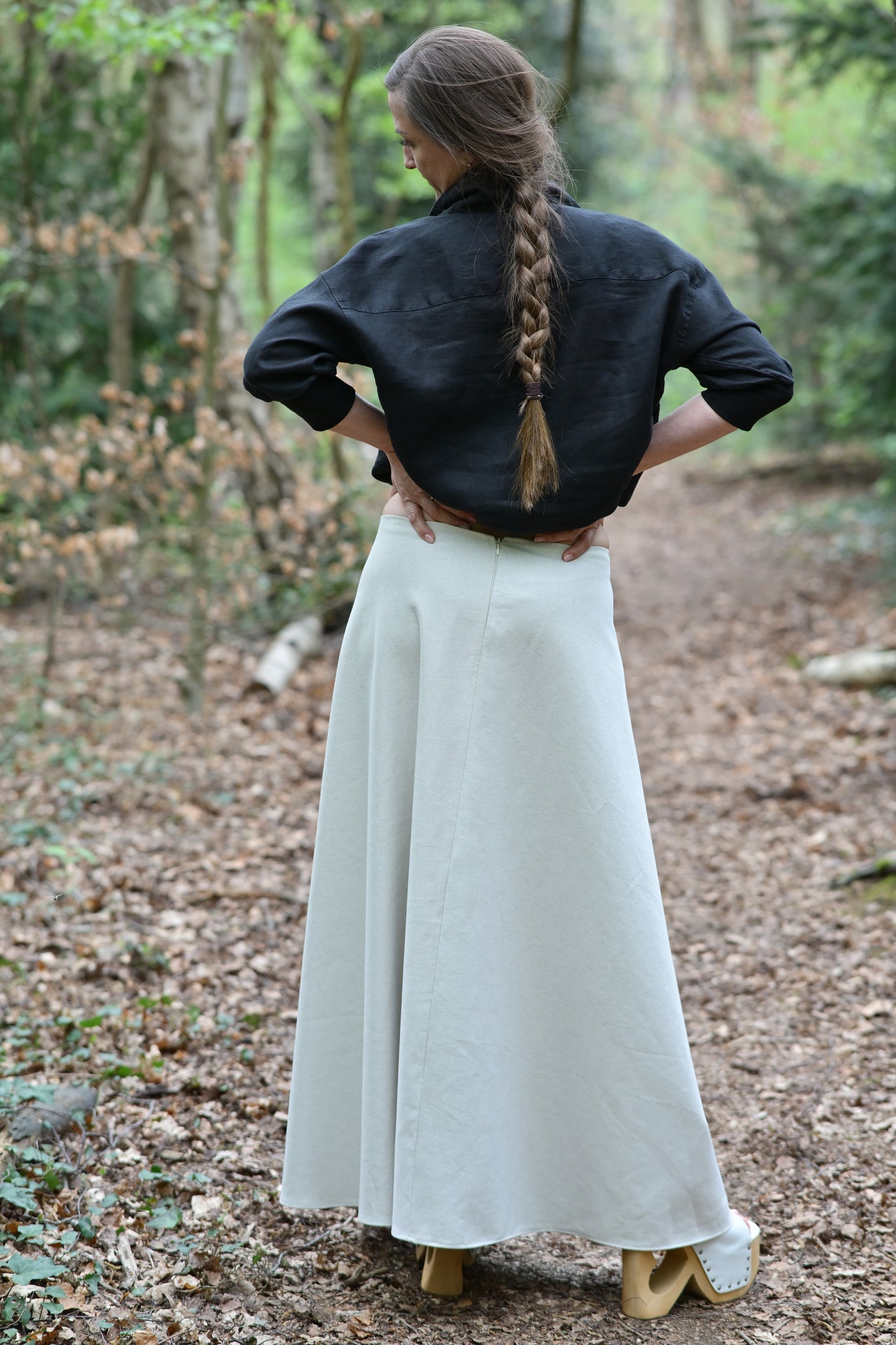 Hemp cotton skirt - cream, long