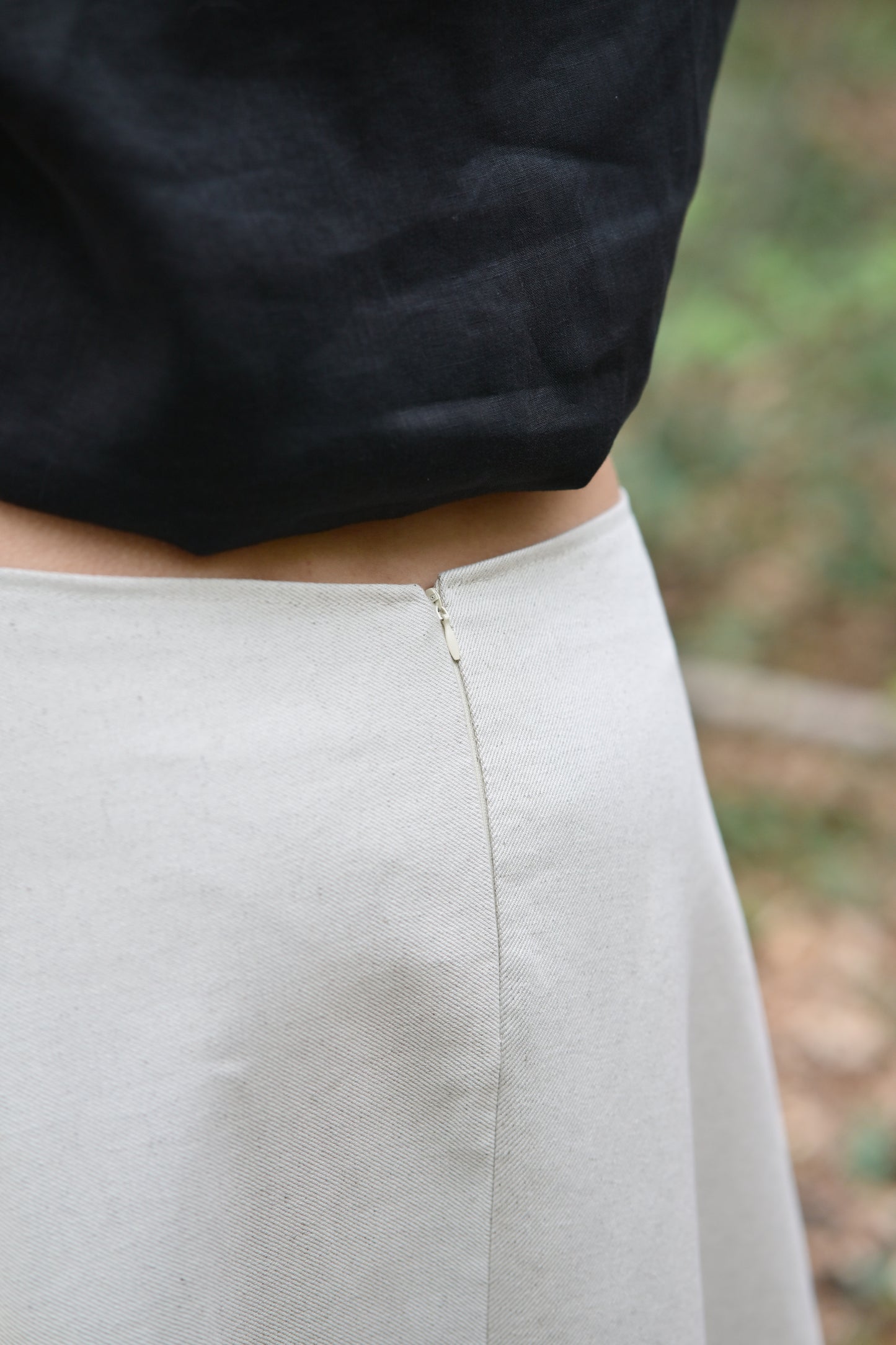 Hemp cotton skirt - cream, long