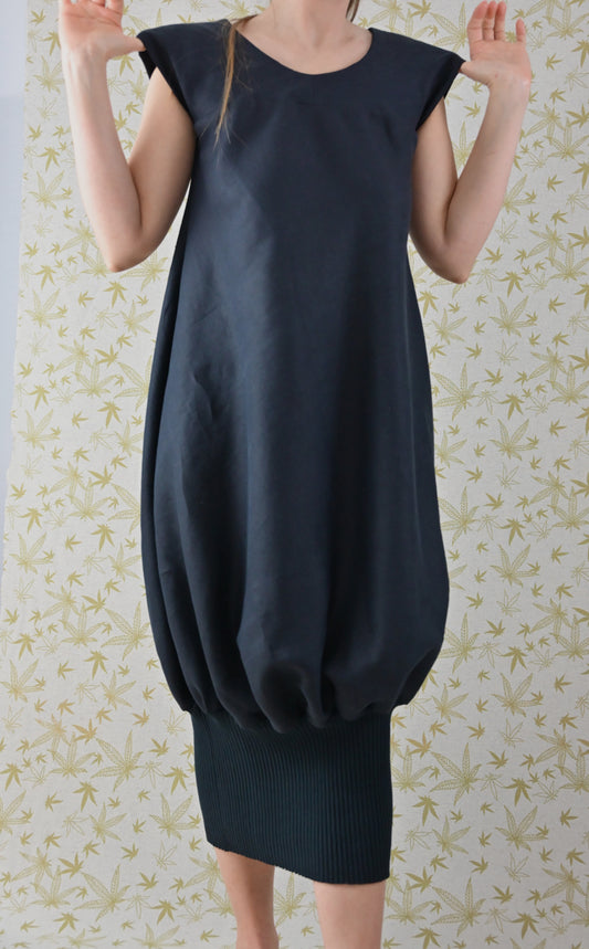 Linnen jurk – donkerblauw, lang