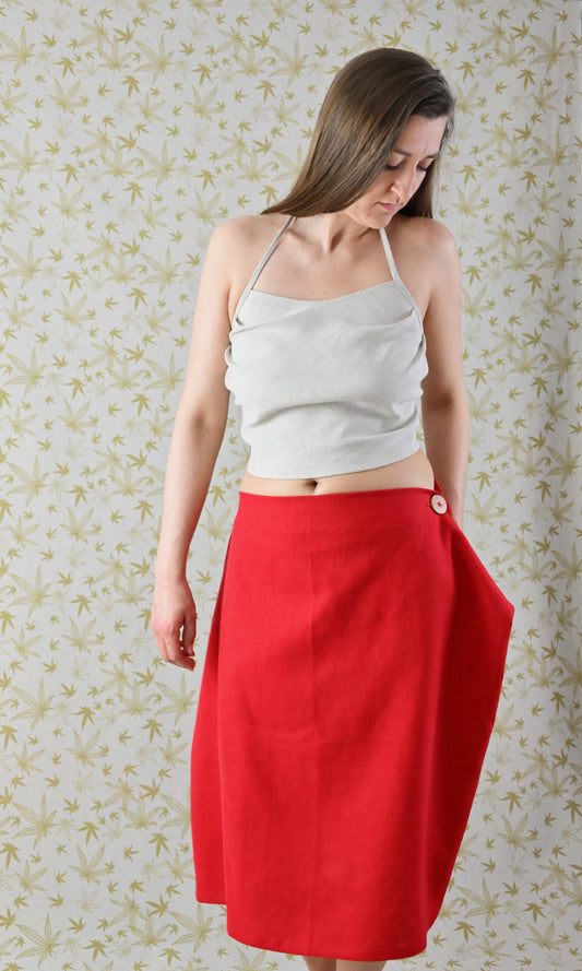 Linnen rok – rood, midi