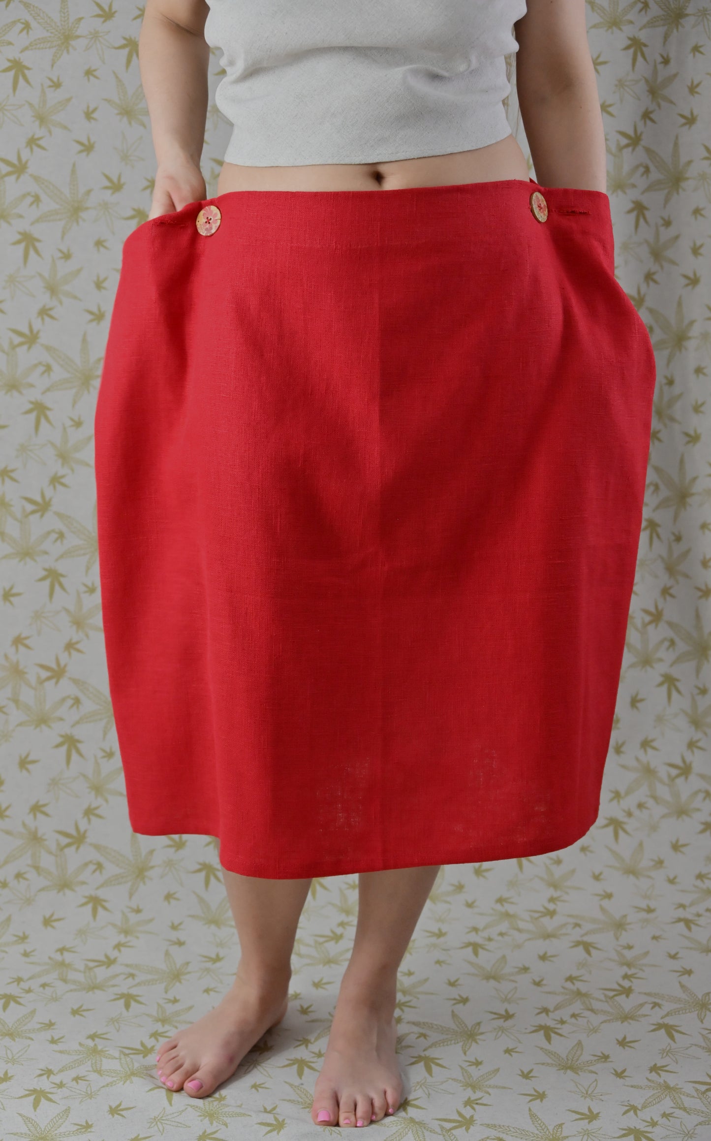 Linen skirt – red, midi