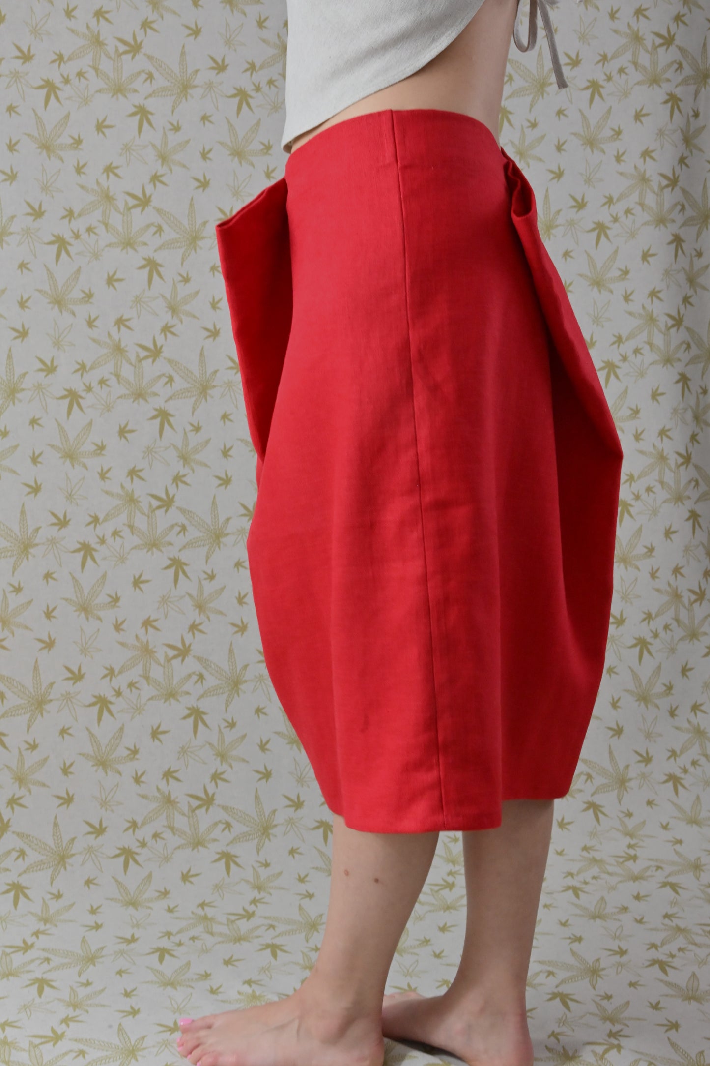 Linen skirt – red, midi